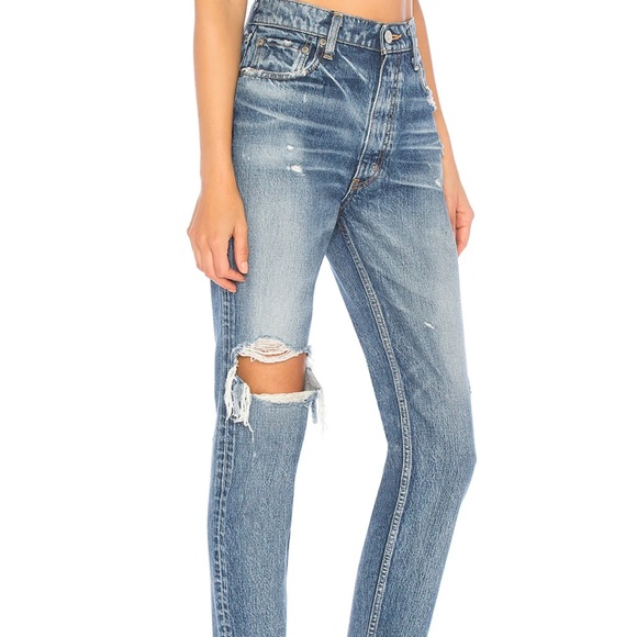 Moussy Marshall Distressed Tapered High Rise Jeans - Picture 6 of 15